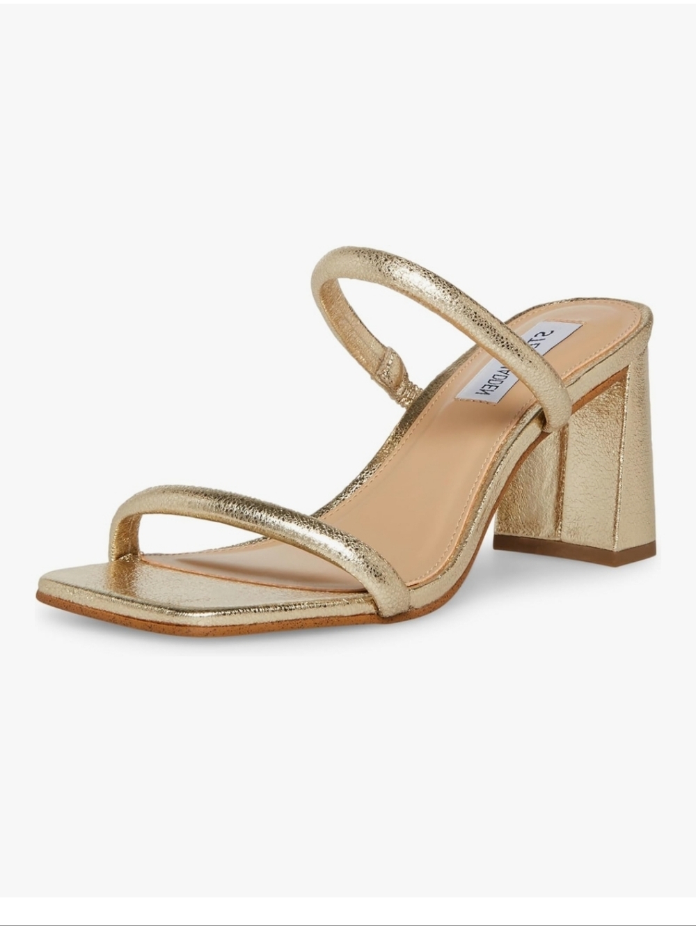 Steve Madden Metallic Gold Block-Heel Strappy Sandal